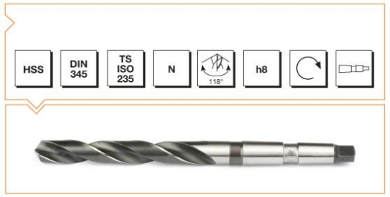 HSS DIN 345 Mors Konik Saplı Matkap Ucu resmi