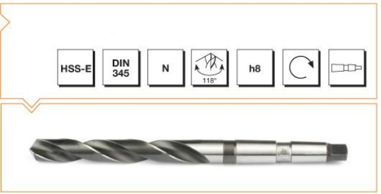 HSS-E DIN 345 Mors Konik Saplı Matkap Ucu resmi